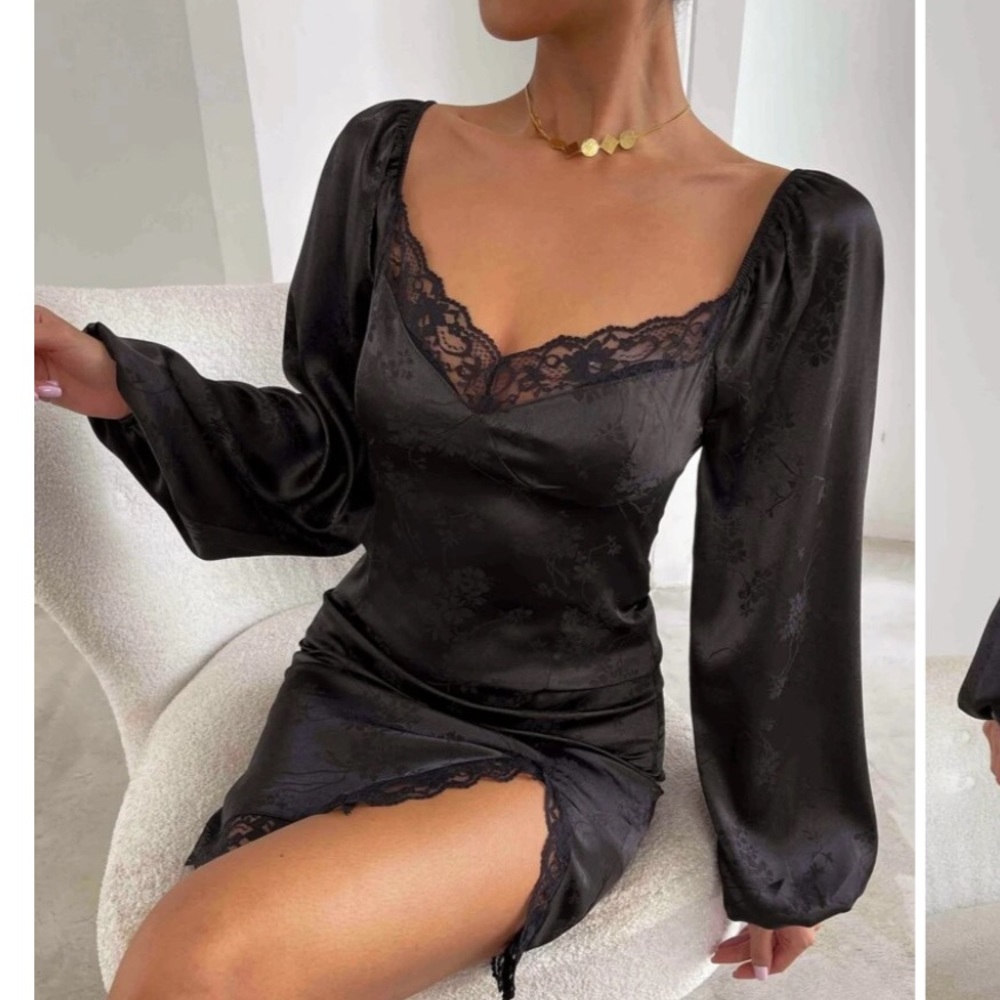 Black Silk/Lace Dress